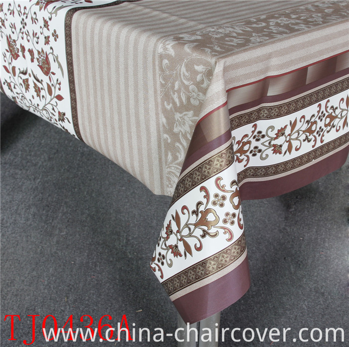 New Design PVC Printed Pattern Tablecloth with Fabric Backing LFGB